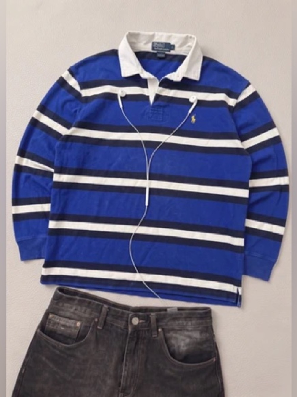 Ralph Lauren Royal Blue, White & Navy Striped Rugby Shirt Sz XL Mens
(Oct A-1)